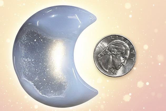 Natural Druzy Agate Crescent Moon Carvings-2