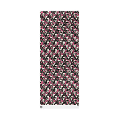 Pink Flowers and Skulls Gift Wrap - Lucky Girl Gifts