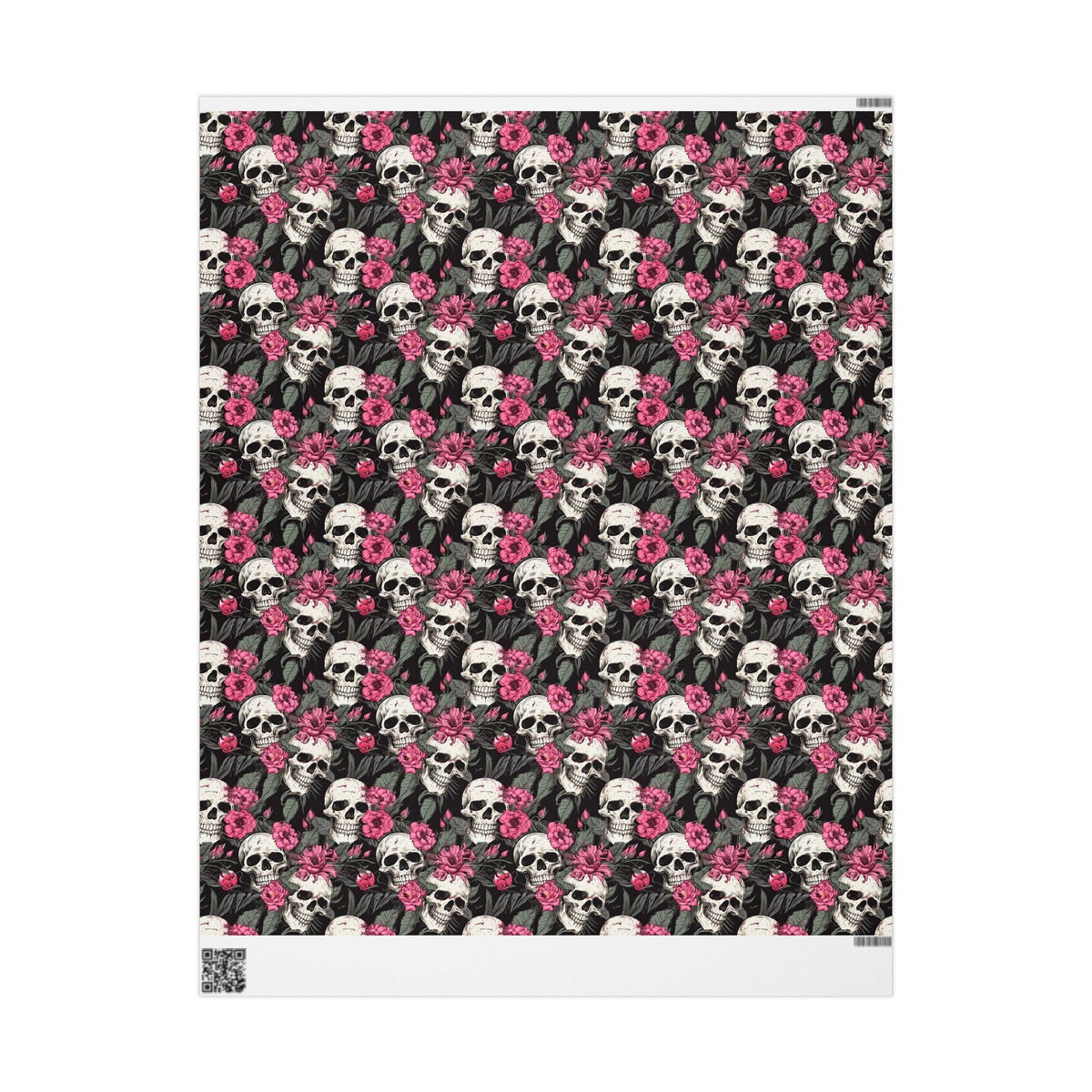 Pink Flowers and Skulls Gift Wrap - Lucky Girl Gifts