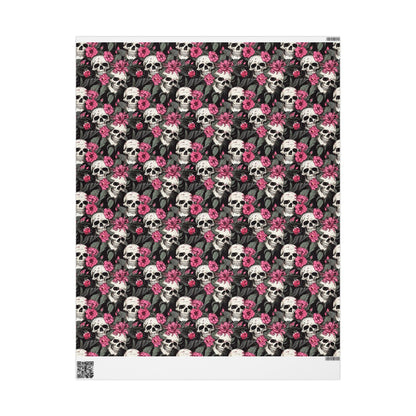 Pink Flowers and Skulls Gift Wrap - Lucky Girl Gifts