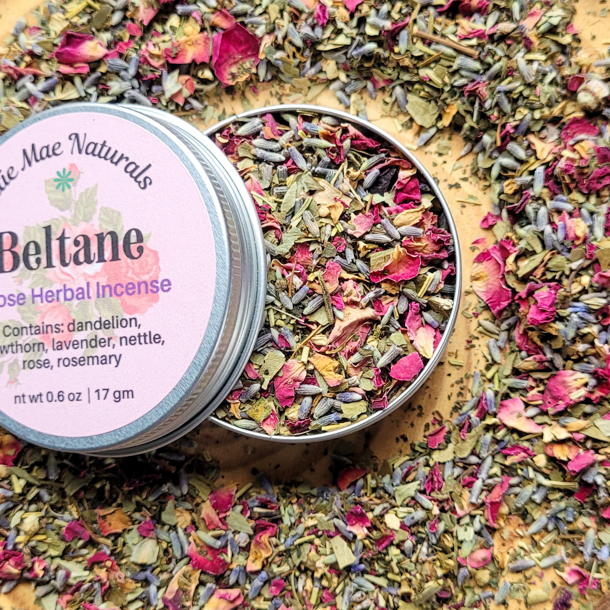 Beltane Herbal Incense – Rose Hawthorn Floral Blend for Passion, Growth & Spring Rituals