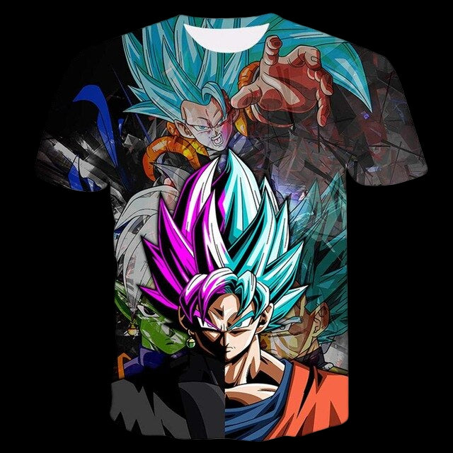 T-shirt with a colorful character design on a white background
