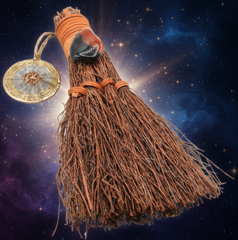 Red Black Agate Broom Pumpkin Witch's Broom - Lucky Girl Gifts