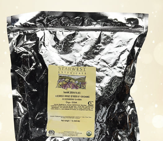 Starwest Botanicals package with a label on a reflective surface