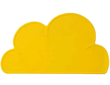 Yellow cloud-shaped object on a blue background