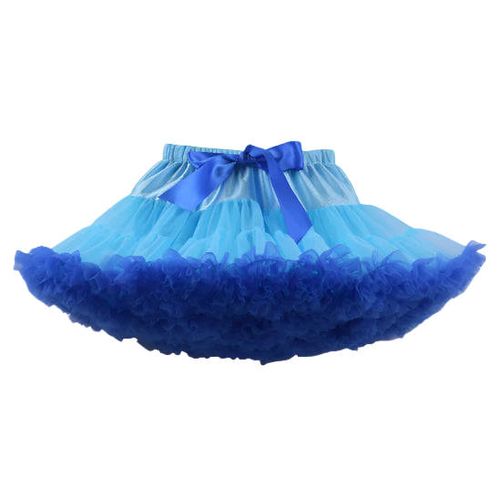Blue tutu skirt with a bow on a white background