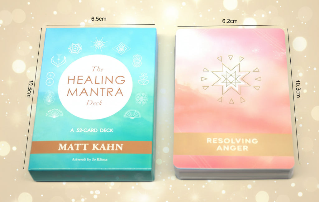 Two card decks with dimensions labeled on a white background