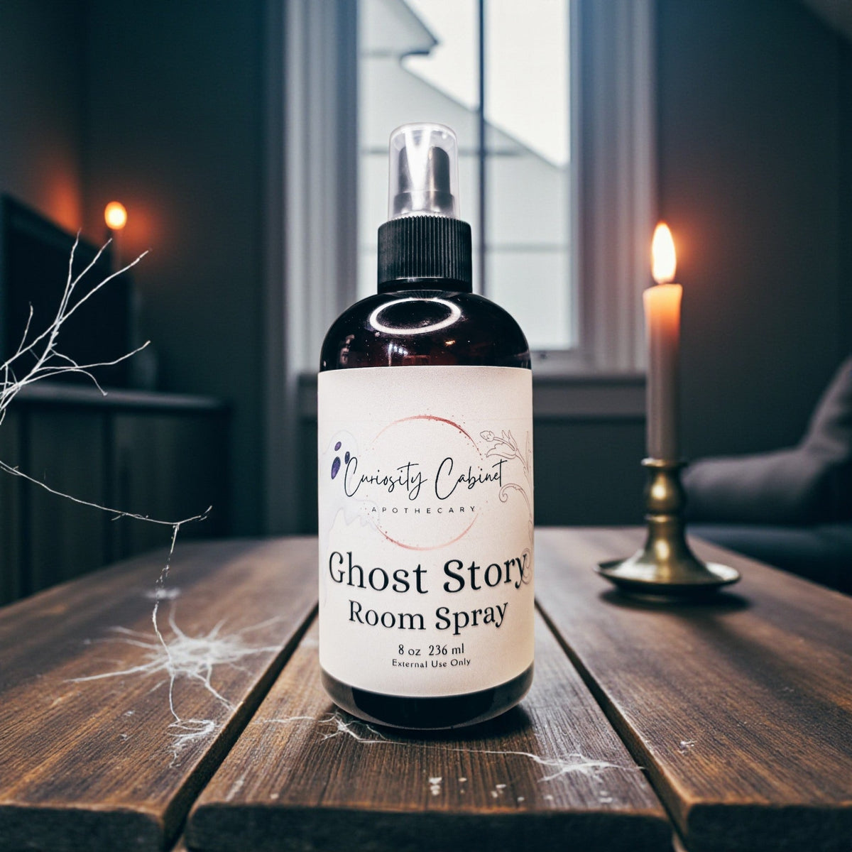 Ghost Story Room Spray All Natural, Black Tea Lilac Dragons Blood Essential Oil Mist, Witchy Dark Academia Decor Gift, 8oz - Lucky Girl Gifts