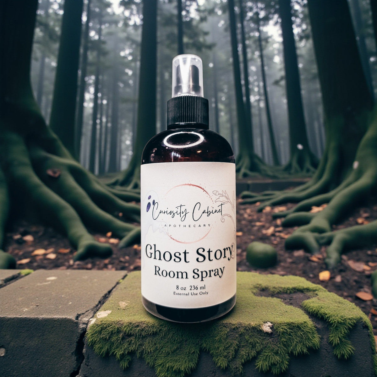 Ghost Story Room Spray All Natural, Black Tea Lilac Dragons Blood Essential Oil Mist, Witchy Dark Academia Decor Gift, 8oz - Lucky Girl Gifts