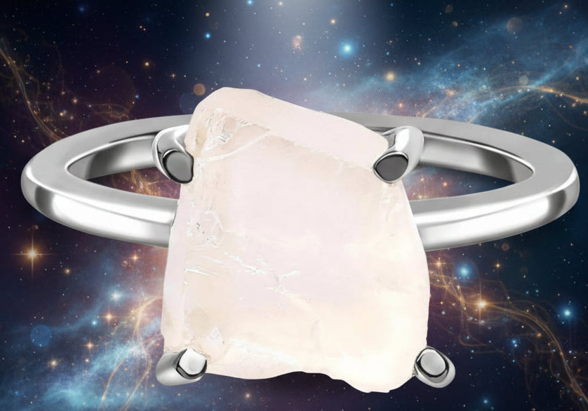 Moon Magic Rose Quartz Ring | 925 Sterling Silver Jewelry - Lucky Girl Gifts