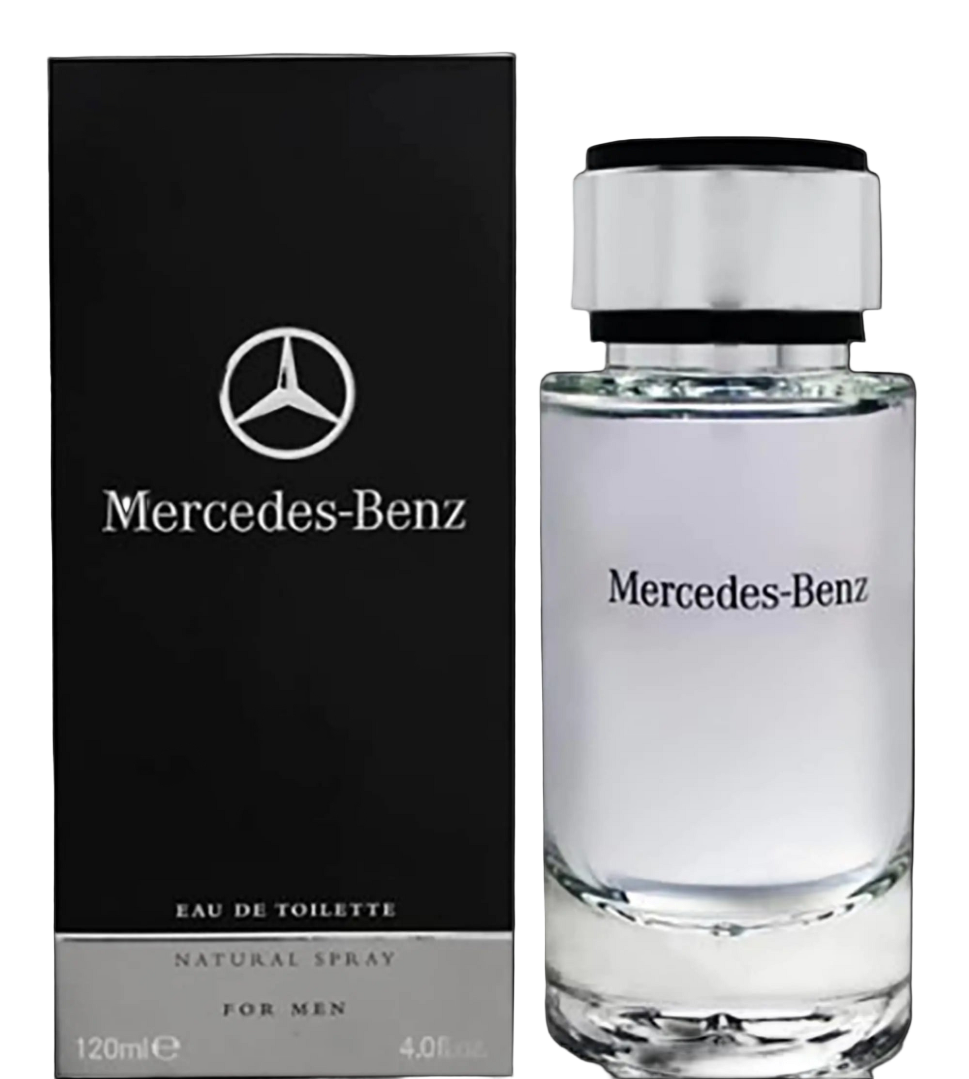 Mercedes-Benz Eau de Toilette bottle and packaging on a white background