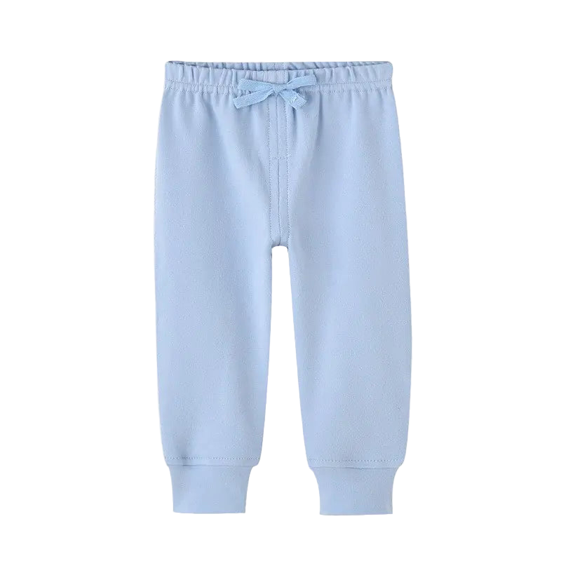 Light blue baby pants on a white background