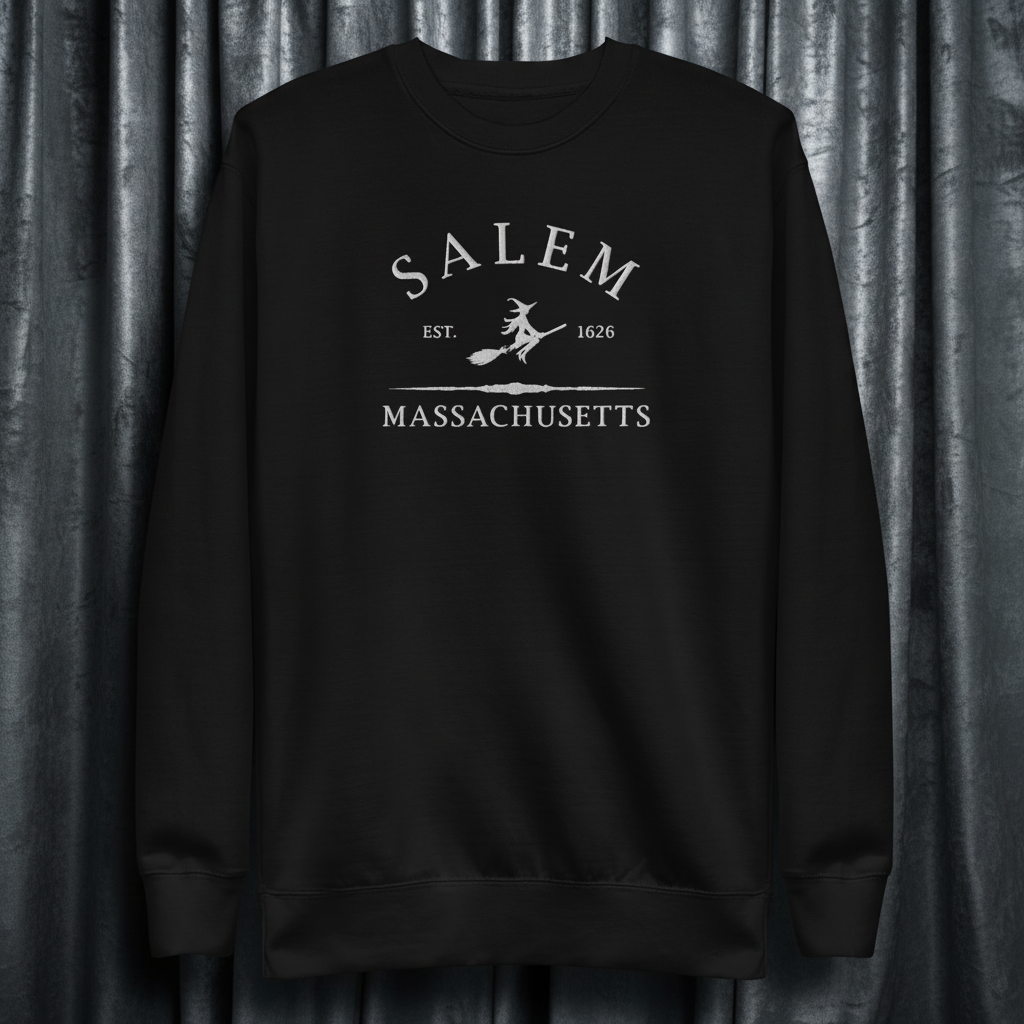 Salem Massachusetts Embroidered Sweatshirt - Lucky Girl Gifts