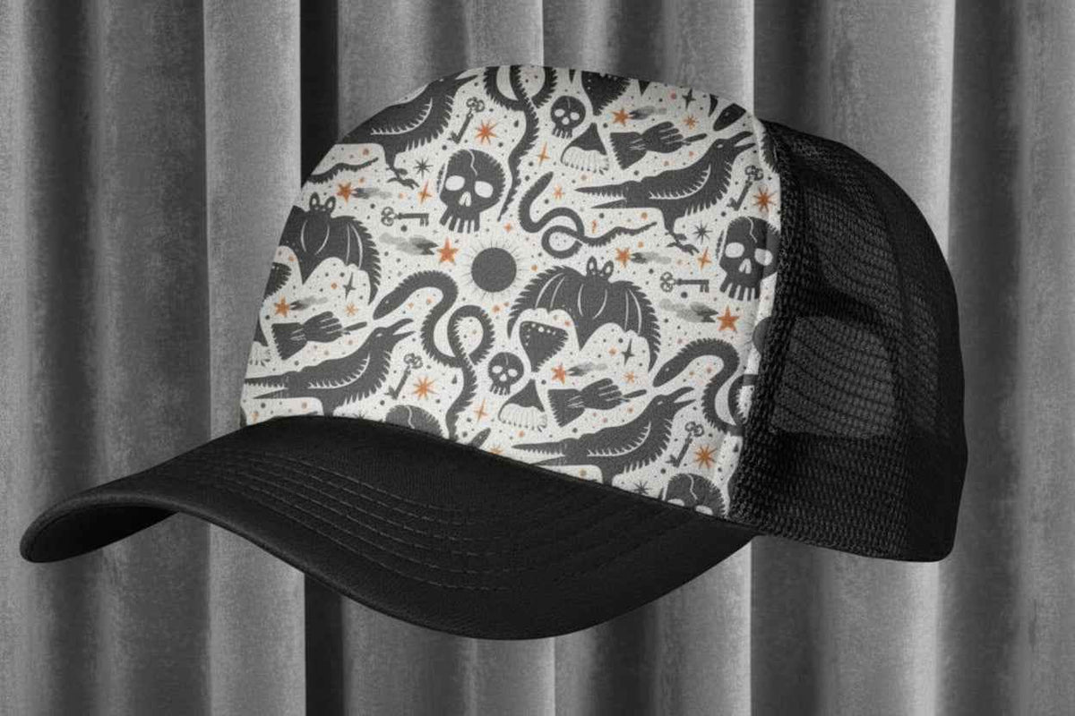 Spooky Black Trucker Hat