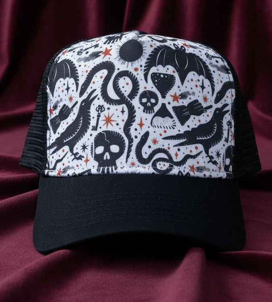 Spooky Black Trucker Hat