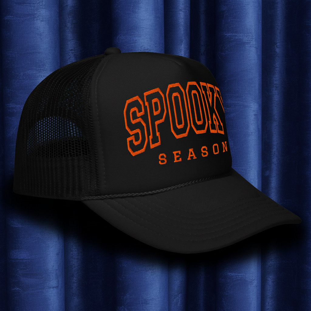 Get Spooky in Style with the Spooky Season Embroidered Trucker Hat - Lucky Girl Gifts