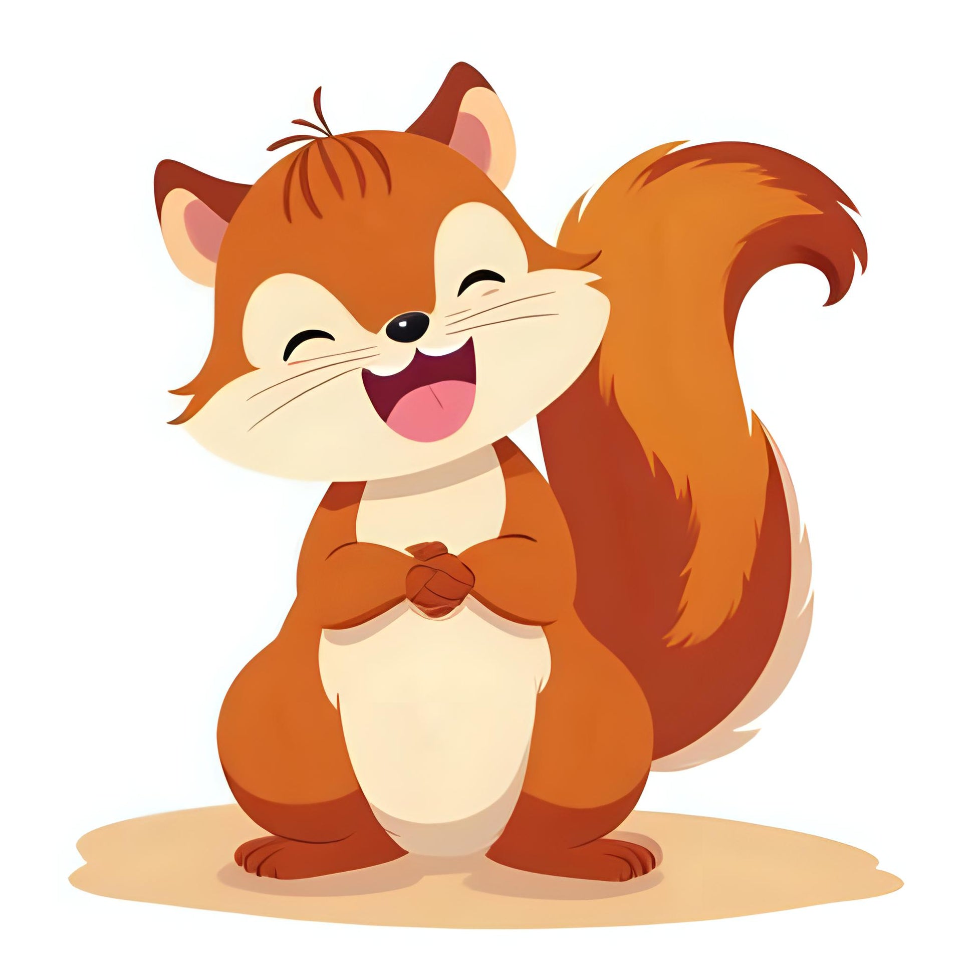 Cartoon squirrel with a happy expression on a white background