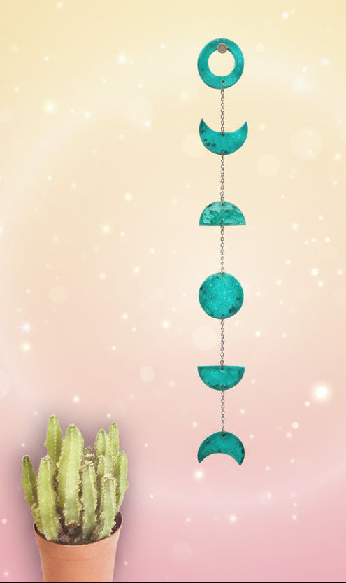 Turquoise Moon Phase Wall Hanging-0