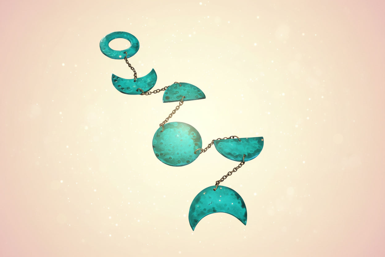 Turquoise Moon Phase Wall Hanging-1