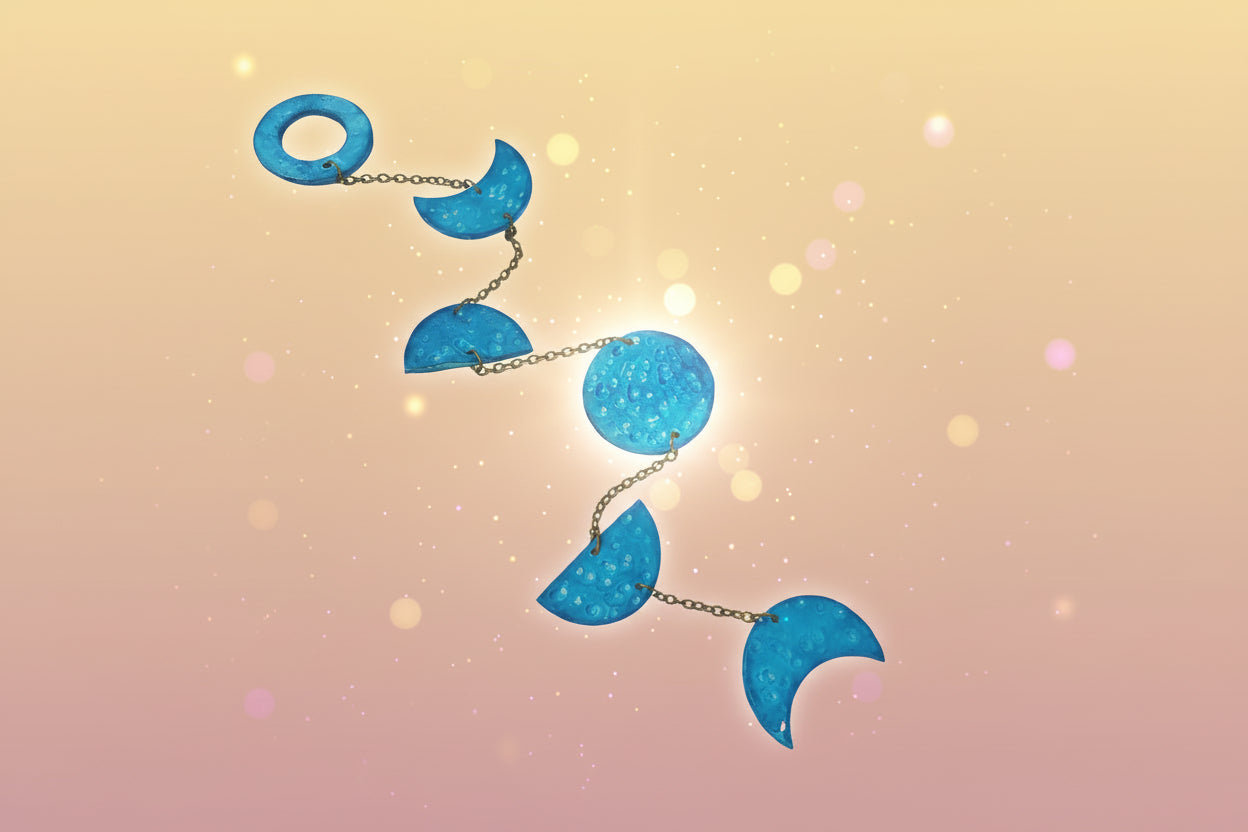 Turquoise Moon Phase Wall Hanging-5
