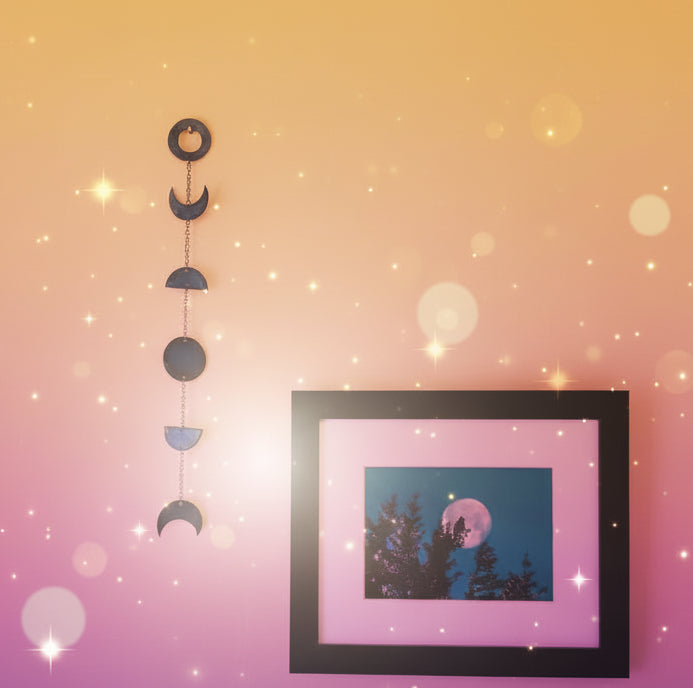 Turquoise Moon Phase Wall Hanging-6