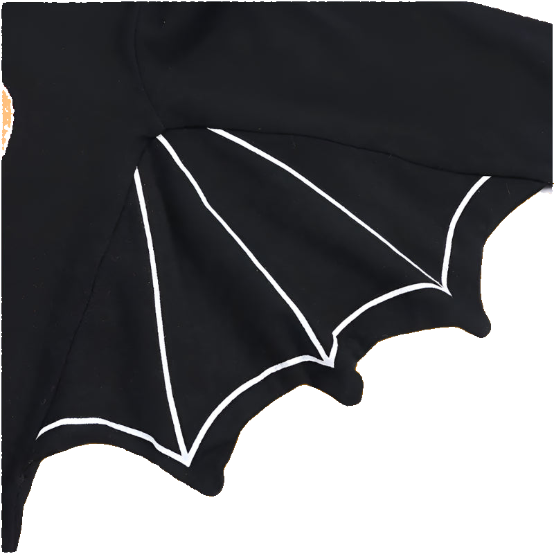 Black bat wing costume on a white background
