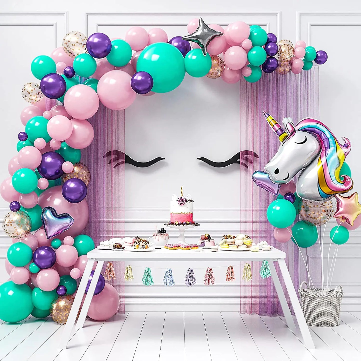 Unicorn Balloons Pink and Pastels Party Arch Kit for Girls Birthdays