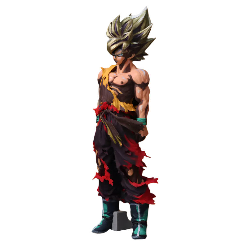 Action figure of a character in a dynamic pose on a black background