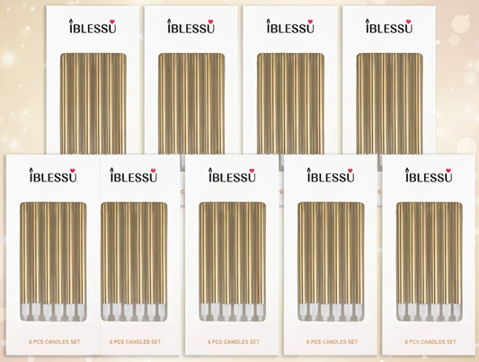 Multiple packages of iblessu candle wicks on a white background