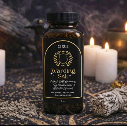 Warding Salt – Ritual Protection Blend with Black Salt, Rosemary & Activated Charcoal (8 oz)