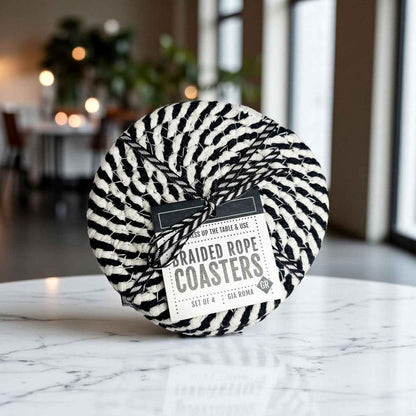 Black Braided 4pk Braided Rope Coasters