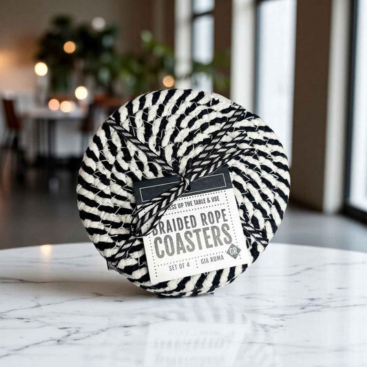Black Braided 4pk Braided Rope Coasters