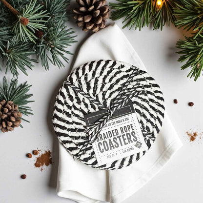 Black Braided 4pk Braided Rope Coasters