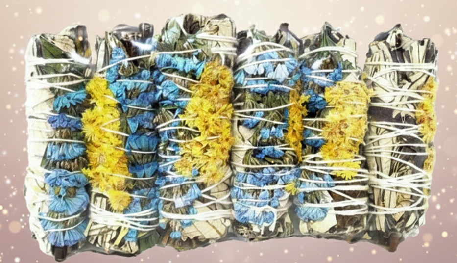 Packaged product with blue and yellow elements on a white background