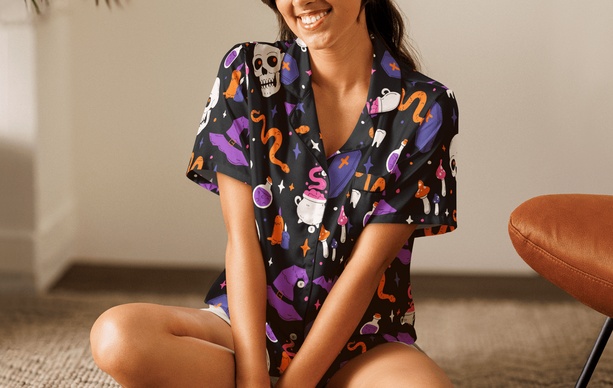 Witch's Whimsy Silky Pajama Top - Lucky Girl Gifts