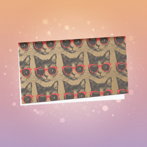 Patterned product with cats wearing sunglasses on a white background