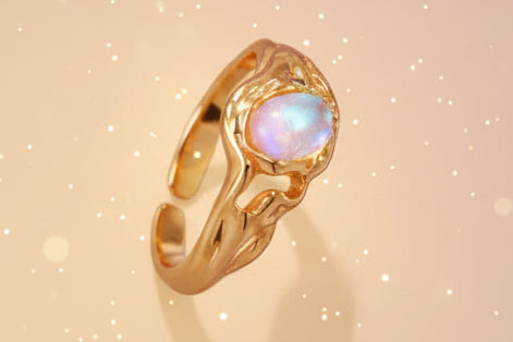 Minimalist Moon stone Ring-4