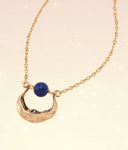 Crescent Moon Lapis Lazuli Necklace-1