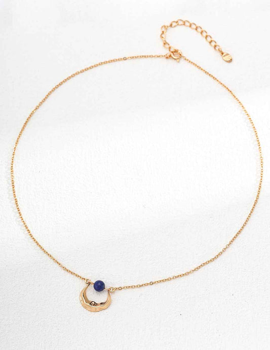 Crescent Moon Lapis Lazuli Necklace