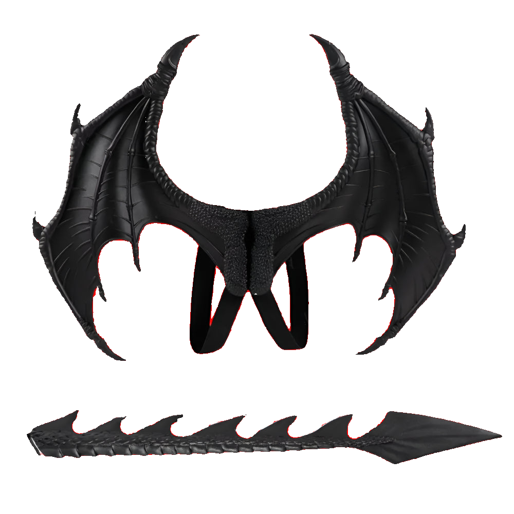 Black dragon-like wings with talons on a white background