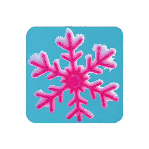 Pink snowflake on a blue background