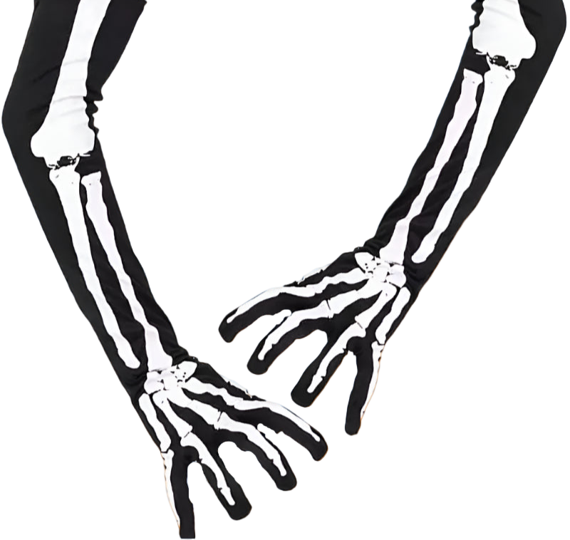 Skeleton hand gloves on a white background