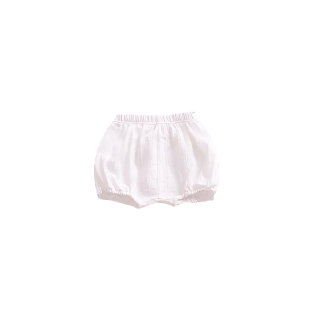 White baby bloomers on a light gray background